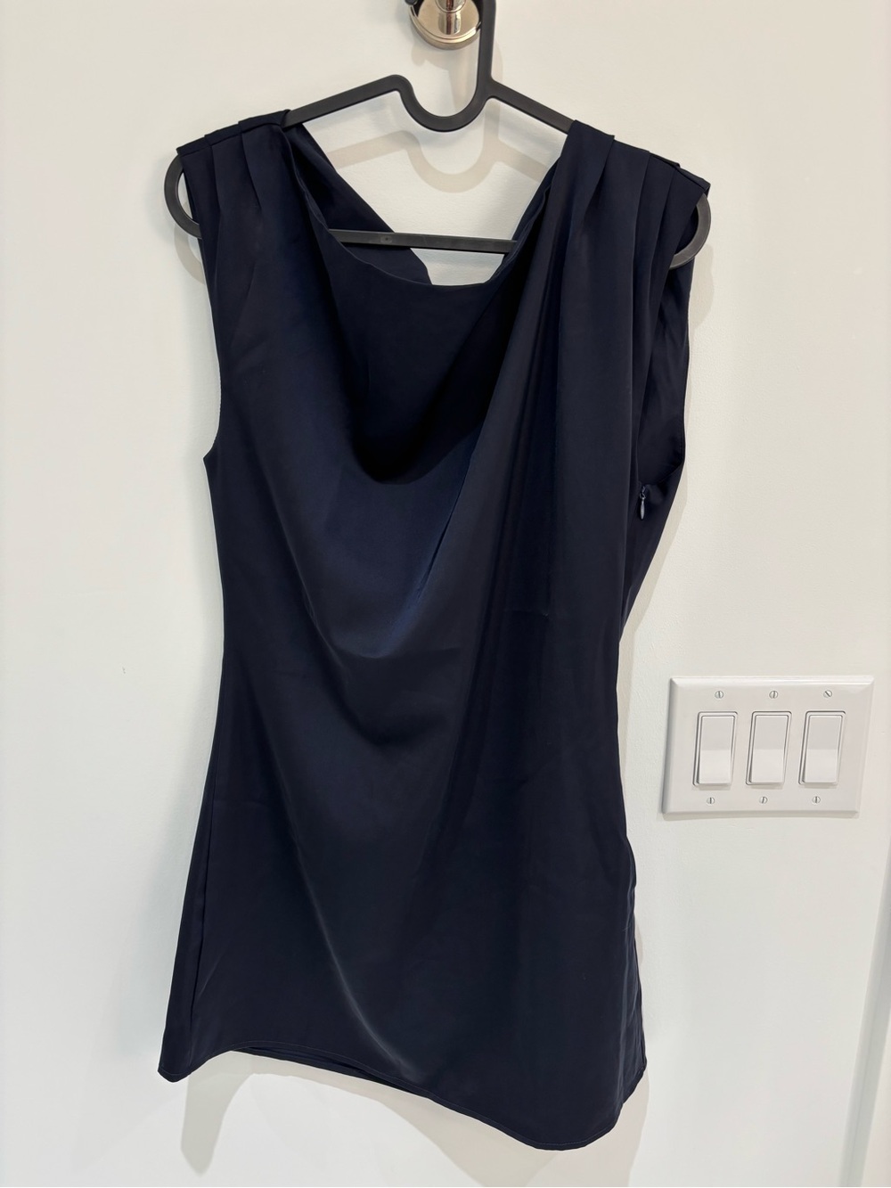 All The Ways Navy Draped Cowl Neck Sleeveless Dress